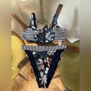 Tart Collections Navy and White Striped Bikini